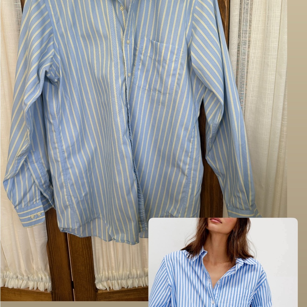 Alan Flusser Light Blue and Yellow Striped Shirt